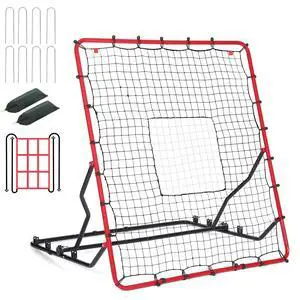 Baseball Rebounder Net, 4 x 4.5 FT Pitch back with 4 Adjustable Angles & 2 Strike Zones, Pitching & Fielding Trainer for Softball bounce back, Heavy-Duty Baseball Rebounder for Youth & Adult Baseball Rebounder Net, 4 x 4.5 FT Pitch back with 4 Adjustable Angles & 2 Strike Zones, Pitching & Fielding Trainer for Softball bounce back, Heavy-Duty Baseball Rebounder for Youth & Adult