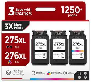 275XL 276XL Ink Cartridge (2 Black 1 color) Replacement for Canon PG-275 CL-276 XL PG275 CL276 for Cannon Pixma TS3522 TR4720 TS3500 TS3520 TR4700 TS3700 TS3720 TS3722 TR4722 TR4723 TR4725 Printer 275XL 276XL Ink Cartridge (2 Black 1 color) Replacement for Canon PG-275 CL-276 XL PG275 CL276 for Cannon Pixma TS3522 TR4720 TS3500 TS3520 TR4700 TS3700 TS3720 TS3722 TR4722 TR4723 TR4725 Printer