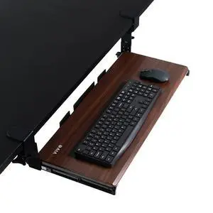 Large Height Adjustable Under Desk Keyboard Tray, C-clamp Mount System, 27 (33 Including Clamps) x 11 inch Slide-Out Platform Computer Drawer for Typing, Dark Walnut, MOUNT-KB05HD Large Height Adjustable Under Desk Keyboard Tray, C-clamp Mount System, 27 (33 Including Clamps) x 11 inch Slide-Out Platform Computer Drawer for Typing, Dark Walnut, MOUNT-KB05HD