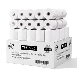 3 1/8 x 3" Diameter Thermal Paper Receipt Rolls (50 Pack) 80 GSM, BPA Free Receipt Paper Compatible with Most POS Systems, Cash Registers, Thermal Receipt Rolls 3 1/8 x 3" Diameter Thermal Paper Receipt Rolls (50 Pack) 80 GSM, BPA Free Receipt Paper Compatible with Most POS Systems, Cash Registers, Thermal Receipt Rolls