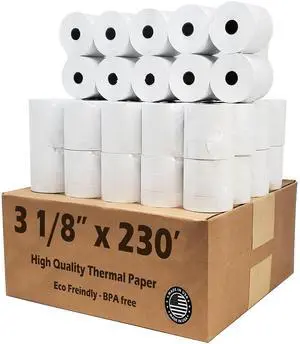 54 GSM CLOVER PoS 3-1/8" x 230' THERMAL RECEIPT PAPER - 50 NEW ROLLS by Nayelish RITEMADE for Clover Station Point-of-Sale System 54 GSM CLOVER PoS 3-1/8" x 230' THERMAL RECEIPT PAPER - 50 NEW ROLLS by Nayelish RITEMADE for Clover Station Point-of-Sale System