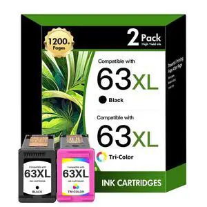 63 63XL Ink Cartridges Combo Pack for HP 3830 4520 4650 5255 5258 Printers | Replacement for HP63XL Black and Color for HP Envy 4520 4512 OfficeJet 3830 4650 5255 5258 5200 DeskJet 1112 Printer 2-Pack 63 63XL Ink Cartridges Combo Pack for HP 3830 4520 4650 5255 5258 Printers | Replacement for HP63XL Black and Color for HP Envy 4520 4512 OfficeJet 3830 4650 5255 5258 5200 DeskJet 1112 Printer 2-Pack