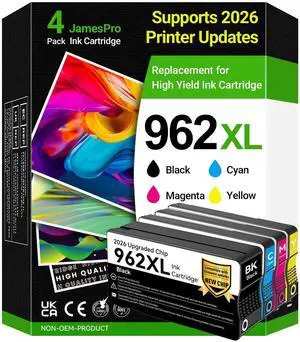 Upgraaded Chip 962XL Ink Cartridges Combo Pack Replacement for HP 962 Ink Cartridges Compatible with HP OfficeJet 9015e 9010 9015 9025e 9018e 9020 9025 9018 Printer (Black Cyan Magenta Yellow, 4-Pack) Upgraaded Chip 962XL Ink Cartridges Combo Pack Replacement for HP 962 Ink Cartridges Compatible with HP OfficeJet 9015e 9010 9015 9025e 9018e 9020 9025 9018 Printer (Black Cyan Magenta Yellow, 4-Pack)