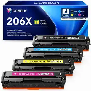 206X Toner Cartridges 4 Pack M283fdw M283cdw Compatible for HP 206X 206A Color LaserJet Pro MFP M283fdw M283cdw M255dw M282nw M283fdn M255nw M283 M282 M255 Toner with Chip Black Cyan Yellow Magenta 206X Toner Cartridges 4 Pack M283fdw M283cdw Compatible for HP 206X 206A Color LaserJet Pro MFP M283fdw M283cdw M255dw M282nw M283fdn M255nw M283 M282 M255 Toner with Chip Black Cyan Yellow Magenta