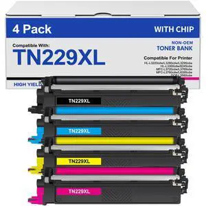 TN229XL TN229 Toner Cartridges 4 Pack MFC-L3780CDW MFC-L3720CDW | Compatible for Brother HL-L3280CDW HL-L3220CDW HL-L3300CDW HL-L3295CDW Printer TN 229XL TN-229XL TN229/XL/V High Yield TN229XL TN229 Toner Cartridges 4 Pack MFC-L3780CDW MFC-L3720CDW | Compatible for Brother HL-L3280CDW HL-L3220CDW HL-L3300CDW HL-L3295CDW Printer TN 229XL TN-229XL TN229/XL/V High Yield