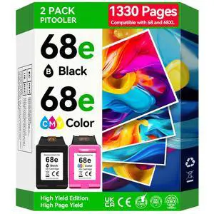 High Yield 68e 68 XL Ink Cartridge Compatible for HP 68 Ink Cartridges Black/Color Combo Pack Compatible for Envy 6155e 6555e 6100e 6155 6555 6500e 6152e 6100 6500 Deskjet 2923 4327 4355 2955 Printer High Yield 68e 68 XL Ink Cartridge Compatible for HP 68 Ink Cartridges Black/Color Combo Pack Compatible for Envy 6155e 6555e 6100e 6155 6555 6500e 6152e 6100 6500 Deskjet 2923 4327 4355 2955 Printer