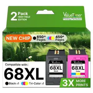 68XL 68e Ink Cartridges for HP 68 Ink Cartridges Black/Color Combo Pack | for HP Ink 68 68XL Compatible with Envy 6155e 6555e 6152e 6552e 6558e 6165e 6100e 6500e Series Printer (1 Black, 1 Tri-Color) 68XL 68e Ink Cartridges for HP 68 Ink Cartridges Black/Color Combo Pack | for HP Ink 68 68XL Compatible with Envy 6155e 6555e 6152e 6552e 6558e 6165e 6100e 6500e Series Printer (1 Black, 1 Tri-Color)