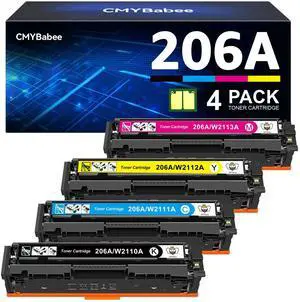 Compatible Toner Cartridge Replacement for HP 206A 206X for Color LaserJet Pro MFP M283fdw M283cdw M283fdn M282mw Pro M255dw M255nw M283 M255 Printer W2110A W2110X High Yield (BCMY, 4-Pack) Compatible Toner Cartridge Replacement for HP 206A 206X for Color LaserJet Pro MFP M283fdw M283cdw M283fdn M282mw Pro M255dw M255nw M283 M255 Printer W2110A W2110X High Yield (BCMY, 4-Pack)