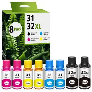 31 32XL Ink Bottle Set Replacement for Smart Tank 5101 7602 6001 5000 | Compatible for Smart Tank 5101 7602 6001 7301 7001 5000 5102 7002 5103 Ink Refill 31 32XL Ink Bottle Set Replacement for Smart Tank 5101 7602 6001 5000 | Compatible for Smart Tank 5101 7602 6001 7301 7001 5000 5102 7002 5103 Ink Refill