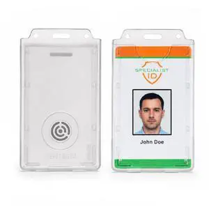 Bulk 20 Pack - Centegix Badge Holder with Hole for Teachers - Holds 1 School ID & 1 Centegix V2 CrisisAlert Alarm Badge - Heavy Duty Polycarbonate Clear Vertical Display, Recessed Hole Bulk 20 Pack - Centegix Badge Holder with Hole for Teachers - Holds 1 School ID & 1 Centegix V2 CrisisAlert Alarm Badge - Heavy Duty Polycarbonate Clear Vertical Display, Recessed Hole