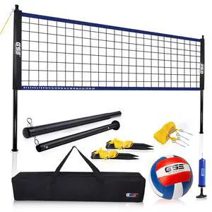 GSE Badminton and Volleyball Combo Set, Yard Net Game, for Outdoor | Easy Assembly Net Set, Ball, Pump, Boundary Line and Carry Bag Included, for Backyard, Beach, Lawn and Park, Family Games GSE Badminton and Volleyball Combo Set, Yard Net Game, for Outdoor | Easy Assembly Net Set, Ball, Pump, Boundary Line and Carry Bag Included, for Backyard, Beach, Lawn and Park, Family Games