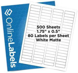 Address Labels - 1.75 x 0.5 - Pack of 40,000 Labels, 500 Sheets - Inkjet/Laser Printer Address Labels - 1.75 x 0.5 - Pack of 40,000 Labels, 500 Sheets - Inkjet/Laser Printer