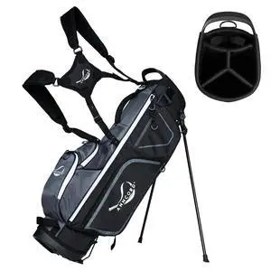 Golf Stand Bag with 4 Way Full Length Dividers, 4.4 Lbs Lightweight Golf Bag for Men Women, Waterproof Golf Carry Bags w/Stand, 7 Pockets & Cooler Pouch, Dual Straps, Rain Hood Golf Stand Bag with 4 Way Full Length Dividers, 4.4 Lbs Lightweight Golf Bag for Men Women, Waterproof Golf Carry Bags w/Stand, 7 Pockets & Cooler Pouch, Dual Straps, Rain Hood