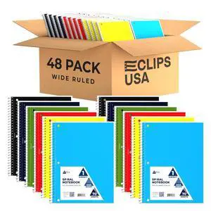 Wide Ruled Spiral Notebooks Bulk Spiral Bound Notebooks for Work 1 Subject Notebook 6 Color Assortment 3 Hole Perforated 70 Sheets 140 pages 10.5" x 8" (48 pack) Wide Ruled Spiral Notebooks Bulk Spiral Bound Notebooks for Work 1 Subject Notebook 6 Color Assortment 3 Hole Perforated 70 Sheets 140 pages 10.5" x 8" (48 pack)