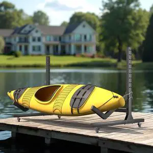 Freestanding Adjustable Kayak Storage Rack, 1 Side Kayak Bracket, Durable Kayak Rack with Lockable Wheels for Indoor, Outdoor, Garage, Shed, Dock Freestanding Adjustable Kayak Storage Rack, 1 Side Kayak Bracket, Durable Kayak Rack with Lockable Wheels for Indoor, Outdoor, Garage, Shed, Dock