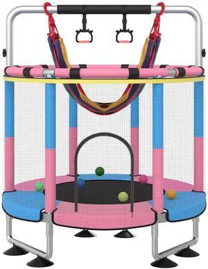 Trampoline for Kids, Upgrade Full Anti-Rust 440lbs Indoor Outdoor Toddler Trampoline with Net, 55" Adjustable Baby Toddler Trampolines Accessories Dart Board Trampoline for Kids, Upgrade Full Anti-Rust 440lbs Indoor Outdoor Toddler Trampoline with Net, 55" Adjustable Baby Toddler Trampolines Accessories Dart Board