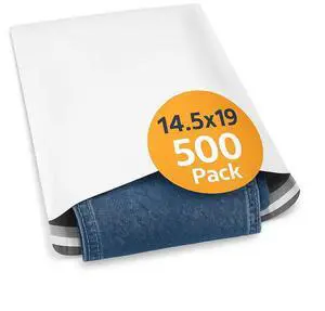 Poly Mailers 14.5x19 (500 Pack) 14x19 Polymailers Shipping Bags, Self-Sealing Mailing Envelopes 2.5 Mil. Made in Canada Poly Mailers 14.5x19 (500 Pack) 14x19 Polymailers Shipping Bags, Self-Sealing Mailing Envelopes 2.5 Mil. Made in Canada