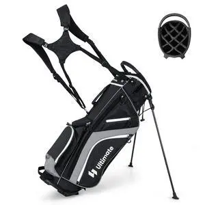 14-Way Golf Stand Bag, Portable Golf Bag w/ 6 Pockets,Cooler Bag & Waterproof Valuable Pocket, Rain Hood, Ergonomic Dual Strap System & Carrying Handles, 5 LBS Lightweight for Adults 14-Way Golf Stand Bag, Portable Golf Bag w/ 6 Pockets,Cooler Bag & Waterproof Valuable Pocket, Rain Hood, Ergonomic Dual Strap System & Carrying Handles, 5 LBS Lightweight for Adults