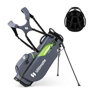 Golf Stand Bag, 8-Way Golf Bag with 5 Pockets, Rain Hood, Detachable Dual Shoulder Strap, Lumbar Pad, Handles, Portable Golf Club Bag for Men & Women Golf Stand Bag, 8-Way Golf Bag with 5 Pockets, Rain Hood, Detachable Dual Shoulder Strap, Lumbar Pad, Handles, Portable Golf Club Bag for Men & Women