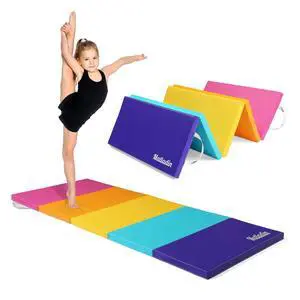 Folding Gymnastics Gym Exercise Aerobics Mat, 76"L x 30"W x 1.5"Th Folding Exercise Mat, Easy to Clean PU Leather Tumbling Mats for Stretching Yoga Cheerleading Martial Arts, Kid Play(Pink,Blue Folding Gymnastics Gym Exercise Aerobics Mat, 76"L x 30"W x 1.5"Th Folding Exercise Mat, Easy to Clean PU Leather Tumbling Mats for Stretching Yoga Cheerleading Martial Arts, Kid Play(Pink,Blue