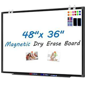 White Board Dry Erase 4' X 3', Magnetic Dry Erase Board for Wall 48" X 36" Aluminum Frame, Hanging Whiteboard for Home, School, Office, Kitchen White Board Dry Erase 4' X 3', Magnetic Dry Erase Board for Wall 48" X 36" Aluminum Frame, Hanging Whiteboard for Home, School, Office, Kitchen