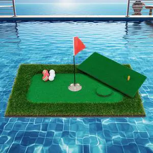 Floating Golf Green for Pool, Floating Chipping Green Mat w/Hitting Mat, Golf Balls, Flag and Tee for Golf Practice, Golf Putting Mat for Golf Game Floating Golf Green for Pool, Floating Chipping Green Mat w/Hitting Mat, Golf Balls, Flag and Tee for Golf Practice, Golf Putting Mat for Golf Game