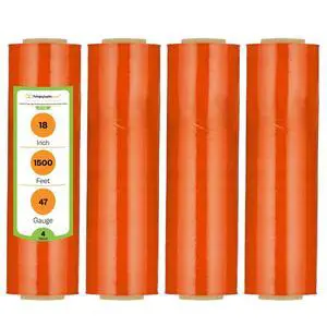 PSBM Tinted Orange Plastic Stretch Film/Wrap 18" x 1500' 47 GA 4 Rolls | Stretch Wrap, Heavy Duty Plastic Film, Industrial Strength Shrink Packaging for Moving, Packing, Shipping, Warehouse Storage PSBM Tinted Orange Plastic Stretch Film/Wrap 18" x 1500' 47 GA 4 Rolls | Stretch Wrap, Heavy Duty Plastic Film, Industrial Strength Shrink Packaging for Moving, Packing, Shipping, Warehouse Storage