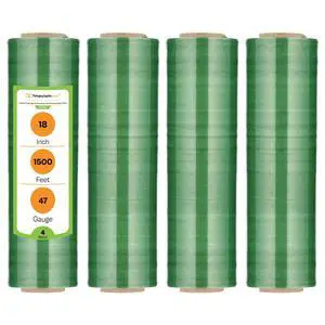 PSBM Tinted Green Plastic Stretch Film/Wrap 18" x 1500' 47 GA 4 Rolls | Stretch Wrap, Heavy Duty Plastic Film, Industrial Strength Shrink Packaging for Moving, Packing, Shipping, Warehouse Storage PSBM Tinted Green Plastic Stretch Film/Wrap 18" x 1500' 47 GA 4 Rolls | Stretch Wrap, Heavy Duty Plastic Film, Industrial Strength Shrink Packaging for Moving, Packing, Shipping, Warehouse Storage