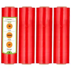 PSBM Tinted Red Plastic Stretch Film/Wrap 18 Inch x 1500 Ft 47 GA 4 Rolls | Stretch Wrap, Heavy Duty Plastic Film, Industrial Strength Shrink Packaging for Moving, Packing, Shipping, Warehouse Storage PSBM Tinted Red Plastic Stretch Film/Wrap 18 Inch x 1500 Ft 47 GA 4 Rolls | Stretch Wrap, Heavy Duty Plastic Film, Industrial Strength Shrink Packaging for Moving, Packing, Shipping, Warehouse Storage