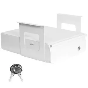 White 12 x 14 inch Under Desk Drawer, DESK-AC03L-W | Sturdy Steel Design, Secure Locking Drawer, Home Office Storage Organizer, Holds 11 lbs White 12 x 14 inch Under Desk Drawer, DESK-AC03L-W | Sturdy Steel Design, Secure Locking Drawer, Home Office Storage Organizer, Holds 11 lbs
