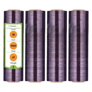PSBM Tinted Purple Plastic Stretch Film/Wrap 18" x 1500' 47 GA 4 Rolls | Stretch Wrap, Heavy Duty Plastic Film, Industrial Strength Shrink Packaging for Moving, Packing, Shipping, Warehouse Storage PSBM Tinted Purple Plastic Stretch Film/Wrap 18" x 1500' 47 GA 4 Rolls | Stretch Wrap, Heavy Duty Plastic Film, Industrial Strength Shrink Packaging for Moving, Packing, Shipping, Warehouse Storage