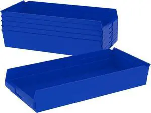 30174 Plastic Shelf Bins, Heavy Duty Storage Bins for Garage, Closet, and Drawer Organization, 24-Inch x 11-Inch x 4-Inch, Blue, 6-Pack 30174 Plastic Shelf Bins, Heavy Duty Storage Bins for Garage, Closet, and Drawer Organization, 24-Inch x 11-Inch x 4-Inch, Blue, 6-Pack