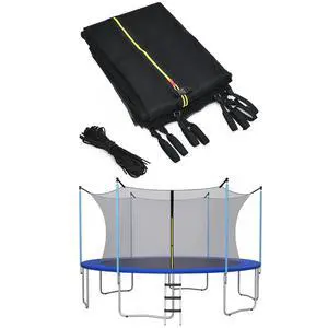 Trampoline Safety Net w/Adjustable Straps, 8 10 12 14 15 16Ft Weather-Resistant Replacement Enclosure Net with Double-Headed Zipper, Protection Buckle, Poles Not Included Trampoline Safety Net w/Adjustable Straps, 8 10 12 14 15 16Ft Weather-Resistant Replacement Enclosure Net with Double-Headed Zipper, Protection Buckle, Poles Not Included