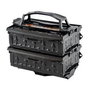 Fully Loaded TracPak Combo Kit - Black | Includes 2 Stackable Storage Boxes | Quick Release Handle & Base | 3 Internal Trays | Track & Surface Mount Hardware | Made in USA Fully Loaded TracPak Combo Kit - Black | Includes 2 Stackable Storage Boxes | Quick Release Handle & Base | 3 Internal Trays | Track & Surface Mount Hardware | Made in USA