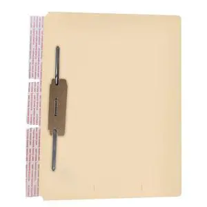 Self Adhesive Dividers for File Folders, Side Hinge Divider with 2" Bonded Fastener on Front Side, 11 pt Manila Stock, Box of 100 Self Adhesive Dividers for File Folders, Side Hinge Divider with 2" Bonded Fastener on Front Side, 11 pt Manila Stock, Box of 100