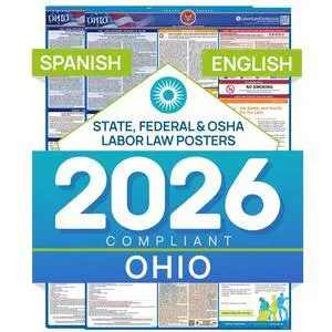 Ohio 2026 Labor Law Posters Bundle English & Spanish Compliance Combo OSHA, EEOC, FMLA, Minimum Wage Durable, Laminated & Waterproof Workplace Employment Posters Made in USA 26 x 39.5 Ohio 2026 Labor Law Posters Bundle English & Spanish Compliance Combo OSHA, EEOC, FMLA, Minimum Wage Durable, Laminated & Waterproof Workplace Employment Posters Made in USA 26 x 39.5