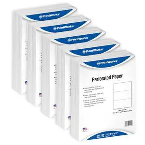 Professional 3 Part Perforated Paper 8.5 x 11 - Perfect For W-2, 1099, & Statement Use - Made in the USA - 2500 Sheets - 20 lb - Printer Compatible - White (04120C) Professional 3 Part Perforated Paper 8.5 x 11 - Perfect For W-2, 1099, & Statement Use - Made in the USA - 2500 Sheets - 20 lb - Printer Compatible - White (04120C)