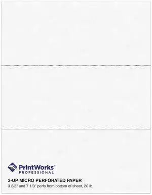 Professional 3 Part Perforated Paper 8.5 x 11 - Perfect for W-2, 1099, & Statement Use - Made in the USA - 500 Sheets - 20 lb - Printer Compatible - White (04120) Professional 3 Part Perforated Paper 8.5 x 11 - Perfect for W-2, 1099, & Statement Use - Made in the USA - 500 Sheets - 20 lb - Printer Compatible - White (04120)