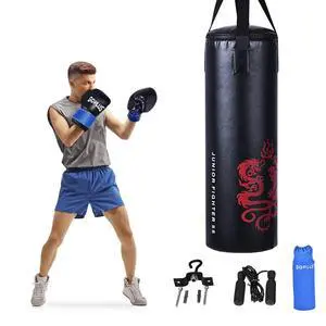 Punching Bag Set with Gloves, 22LBS/ 40LBS Filled Kick Boxing Bag, Rucksack, Jump Rope, Firm Hook, Heavy Bag for Adults MMA Training, Muay Thai, Krav MAGA, Taekwondo, Karate Punching Bag Set with Gloves, 22LBS/ 40LBS Filled Kick Boxing Bag, Rucksack, Jump Rope, Firm Hook, Heavy Bag for Adults MMA Training, Muay Thai, Krav MAGA, Taekwondo, Karate