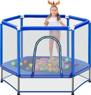 55" Indoor/Outdoor Kids Jumper: Safety Enclosure Net, Ball Pit Included | 4.5FT Mini Trampoline for Toddlers & Babies 3+ Months 55" Indoor/Outdoor Kids Jumper: Safety Enclosure Net, Ball Pit Included | 4.5FT Mini Trampoline for Toddlers & Babies 3+ Months