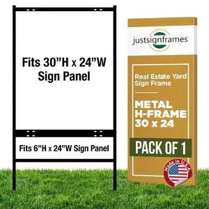 Real Estate Yard Sign Metal H-Frame, 30 x 24 Slide-in with Rider, Black (Pack of 1), C 230 Real Estate Yard Sign Metal H-Frame, 30 x 24 Slide-in with Rider, Black (Pack of 1), C 230