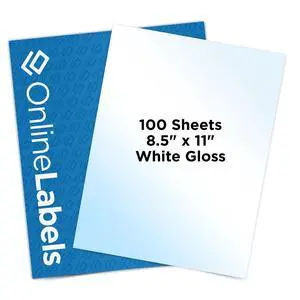8.5 x 11 White Gloss Sticker Paper (Inkjet Printers Only) - 100 Sheets - Full Sheet Labels - OnlineLabels 8.5 x 11 White Gloss Sticker Paper (Inkjet Printers Only) - 100 Sheets - Full Sheet Labels - OnlineLabels