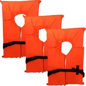 3 Pack Coast Guard Approved Life Jackets. High Visibility Color Type II Keyhole Life Vest in Classic May West Style. Compliance Flotation Device 3 Pack Coast Guard Approved Life Jackets. High Visibility Color Type II Keyhole Life Vest in Classic May West Style. Compliance Flotation Device