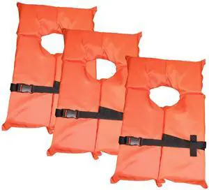 3 Pack Coast Guard Approved Life Jackets. High Visibility Color Type II Keyhole Life Vest in Classic May West Style. Compliance Flotation Device 3 Pack Coast Guard Approved Life Jackets. High Visibility Color Type II Keyhole Life Vest in Classic May West Style. Compliance Flotation Device