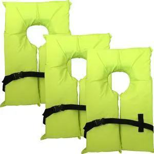 3 Pack Coast Guard Approved Life Jackets. High Visibility Color Type II Keyhole Life Vest in Classic May West Style. Compliance Flotation Device 3 Pack Coast Guard Approved Life Jackets. High Visibility Color Type II Keyhole Life Vest in Classic May West Style. Compliance Flotation Device