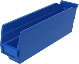 30110 Plastic Shelf Bins, Heavy Duty Storage Bins for Garage, Closet, and Drawer Organization, 12-Inch x 3-Inch x 4-Inch, Blue, 24-Pack 30110 Plastic Shelf Bins, Heavy Duty Storage Bins for Garage, Closet, and Drawer Organization, 12-Inch x 3-Inch x 4-Inch, Blue, 24-Pack