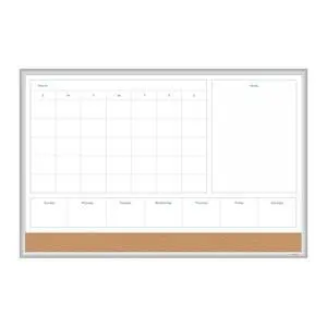 Magnetic Dry Erase 4-in-1 Calendar White Board, 36" x 48", Silver Aluminum Frame Magnetic Dry Erase 4-in-1 Calendar White Board, 36" x 48", Silver Aluminum Frame