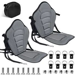 2 Pack Kayak Seats with Back Support Adjustable Sit on Top Padded Boat Seat with Detachable Storage Bag and 8 Fixed D Ring and Screws 2 Pack Kayak Seats with Back Support Adjustable Sit on Top Padded Boat Seat with Detachable Storage Bag and 8 Fixed D Ring and Screws