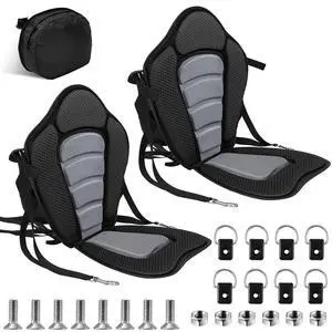 2 Pack Kayak Seats with Back Support Adjustable Sit on Top Padded Boat Seat with Detachable Storage Bag and 8 Fixed D Ring and Screws 2 Pack Kayak Seats with Back Support Adjustable Sit on Top Padded Boat Seat with Detachable Storage Bag and 8 Fixed D Ring and Screws