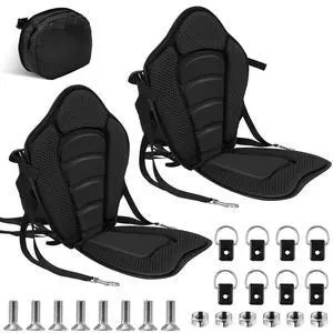 2 Pack Kayak Seats with Back Support Adjustable Sit on Top Padded Boat Seat with Detachable Storage Bag and 8 Fixed D Ring and Screws 2 Pack Kayak Seats with Back Support Adjustable Sit on Top Padded Boat Seat with Detachable Storage Bag and 8 Fixed D Ring and Screws